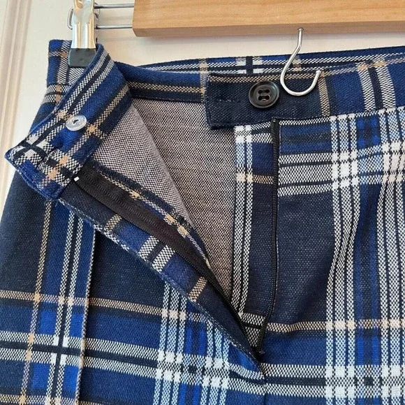 Free People Carnaby Plaid Pants in Blue Combo Size 4 - Picture 5 of 10